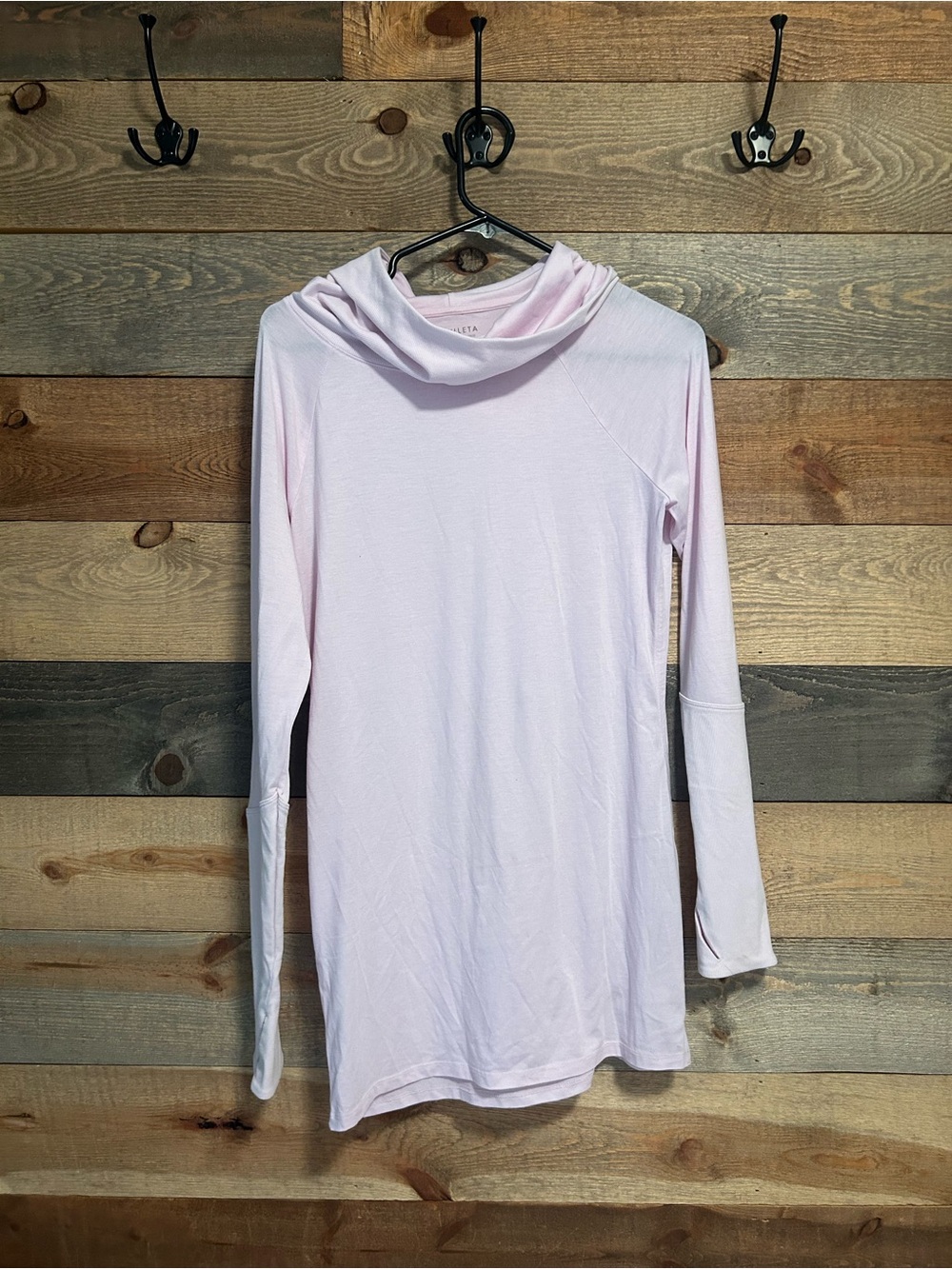Athleta Pale Pink Long Sleeve Cowl-Neck Top